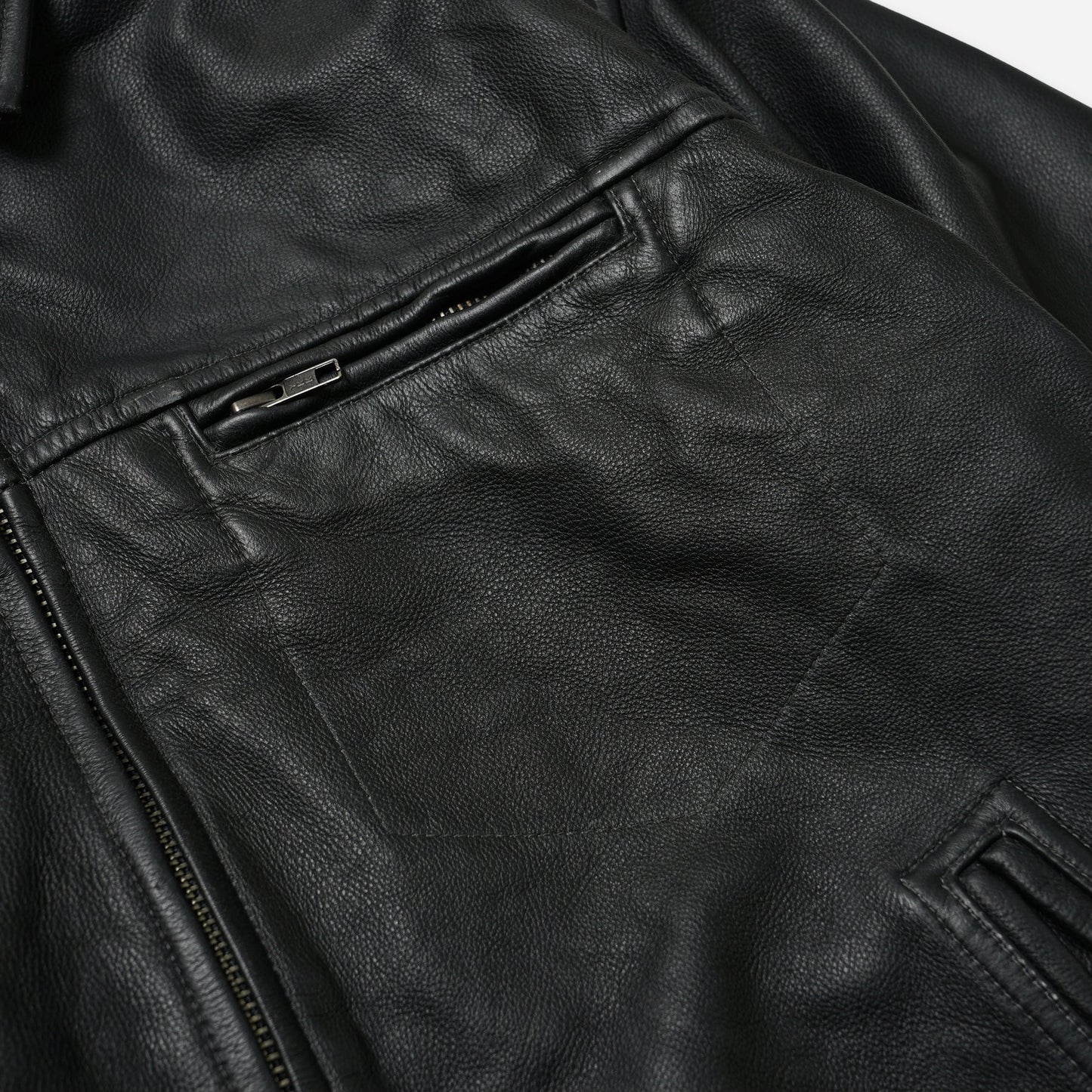 Destroyed Cowhide Leather Jacket - Washed Black