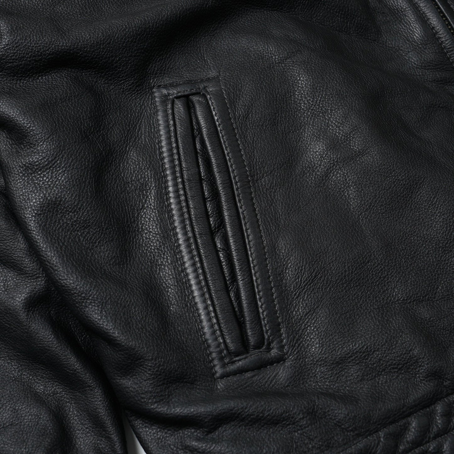 Destroyed Cowhide Leather Jacket - Washed Black