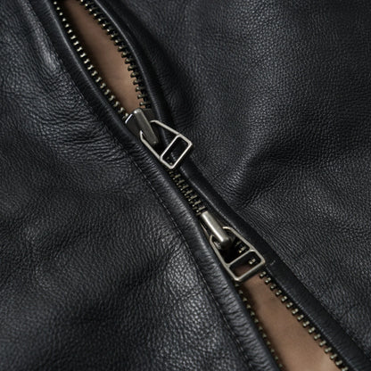 Destroyed Cowhide Leather Jacket - Washed Black