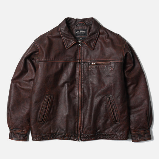 Destroyed Cowhide Leather Jacket - Washed Brown