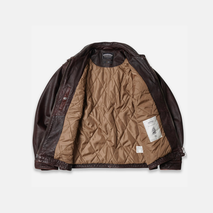 Destroyed Cowhide Leather Jacket - Washed Brown