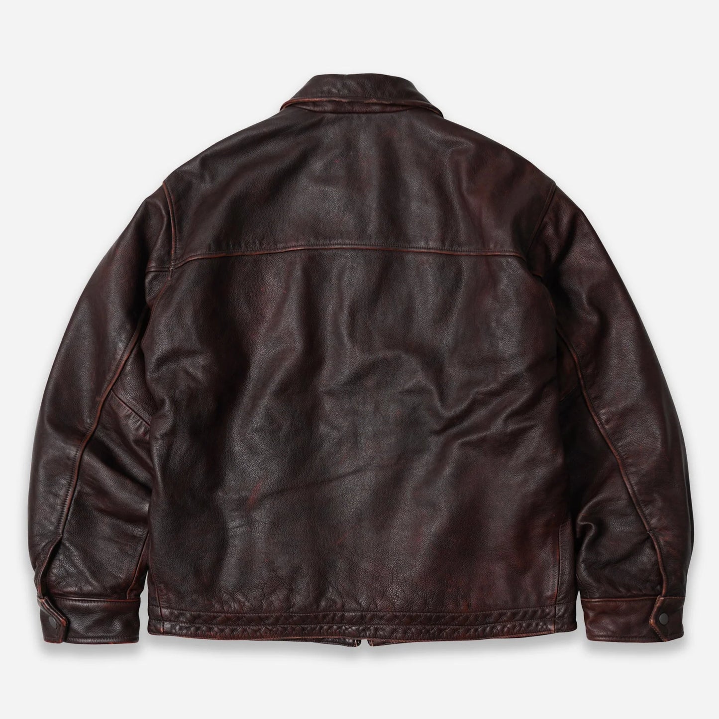 Destroyed Cowhide Leather Jacket - Washed Brown