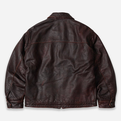 Destroyed Cowhide Leather Jacket - Washed Brown