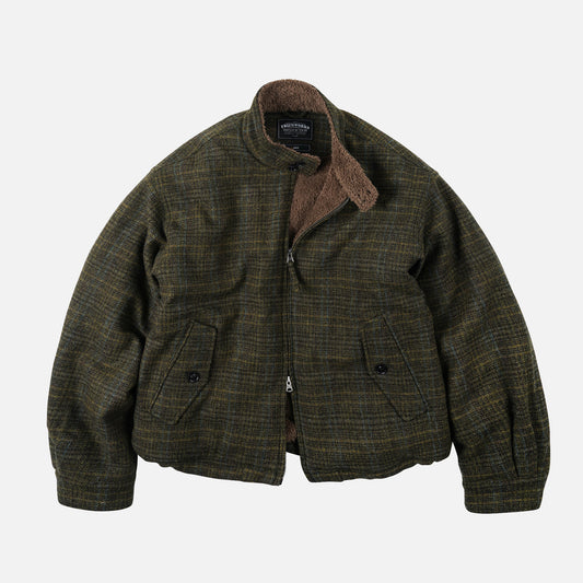 Fluffy Wool Harrington Jacket - Seaweed
