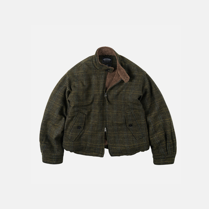 Fluffy Wool Harrington Jacket - Seaweed