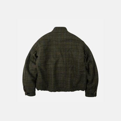 Fluffy Wool Harrington Jacket - Seaweed