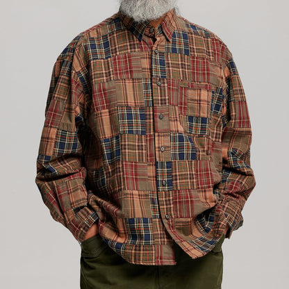 Madras Patchwork Relaxed Shirt - Brownie