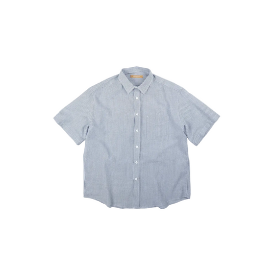 OG Stripe Seersucker Half Shirt - Blue