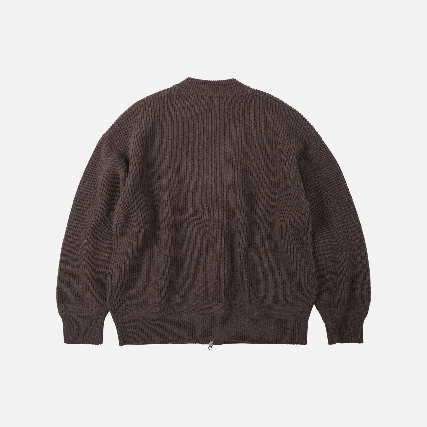 Wool Deck Zip Up Cardigan - Choco Brown