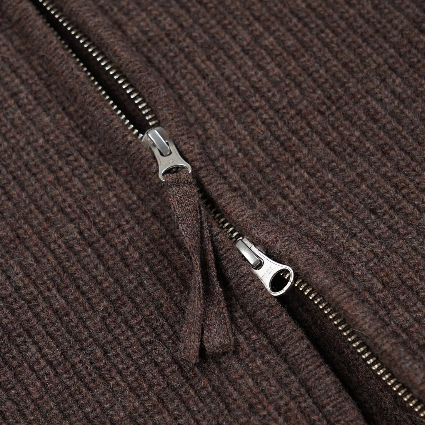 Wool Deck Zip Up Cardigan - Choco Brown