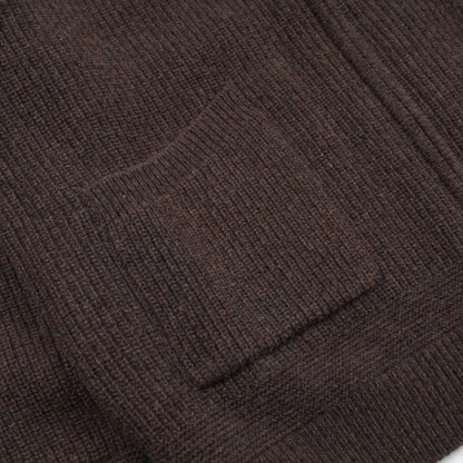 Wool Deck Zip Up Cardigan - Choco Brown