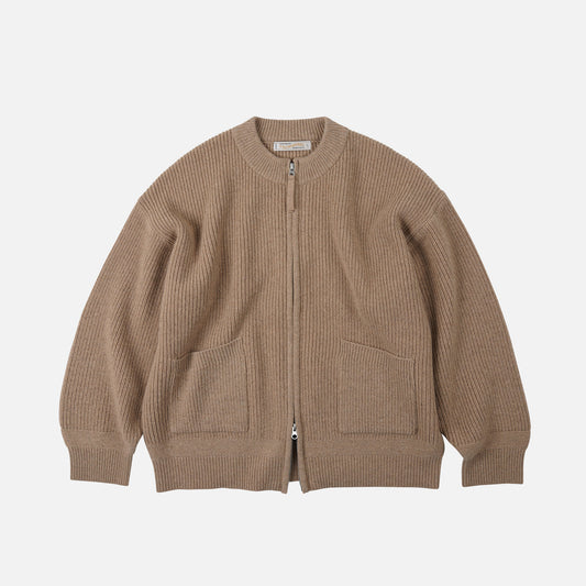 Wool Deck Zip Up Cardigan - Oatmeal