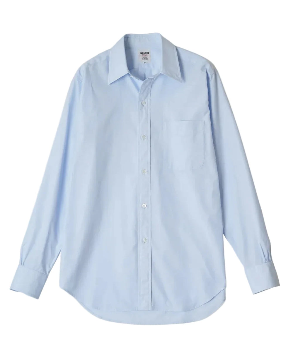 Chemise Ametora Straight Collar Selvedge Poplin - Blue