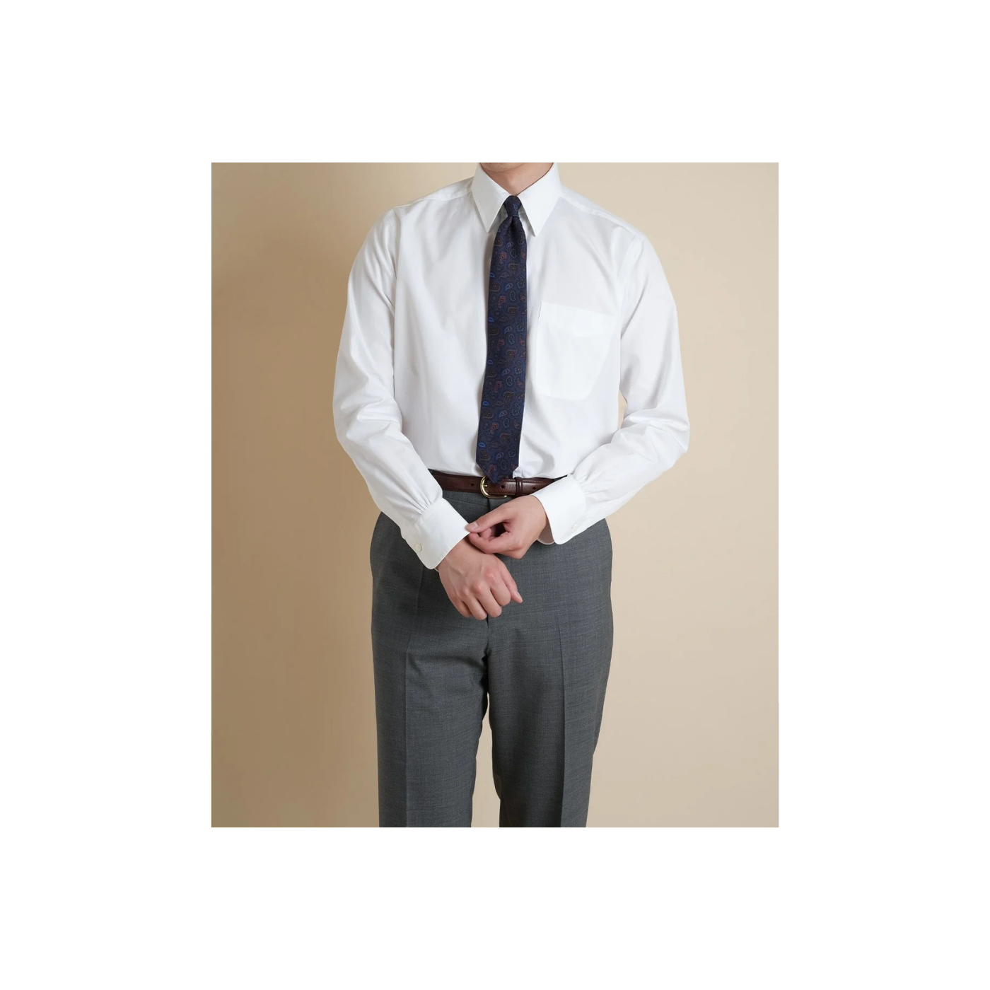 Chemise Ametora Straight Collar Selvedge Poplin - White