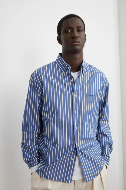 Chemise HEOL Rayures - Bleu roi rayures blanches