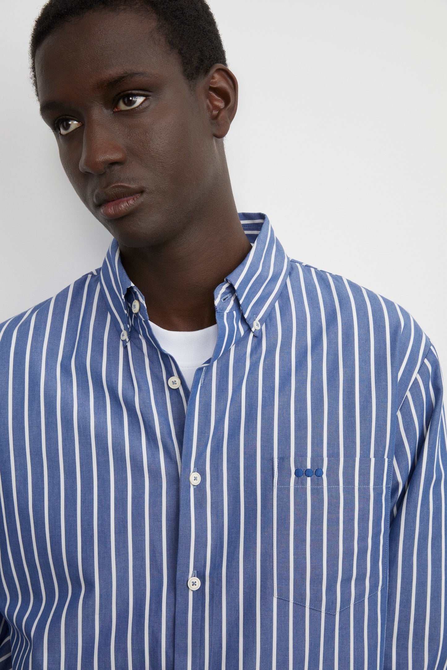 Chemise HEOL Rayures - Bleu roi rayures blanches