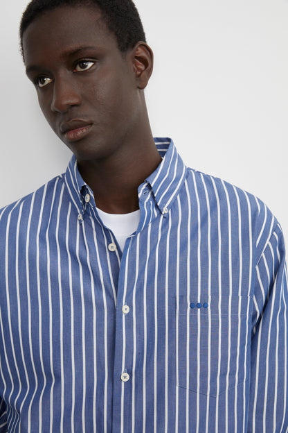 Chemise HEOL Rayures - Bleu roi rayures blanches