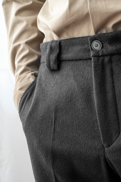 Pantalon droit en laine - Gris