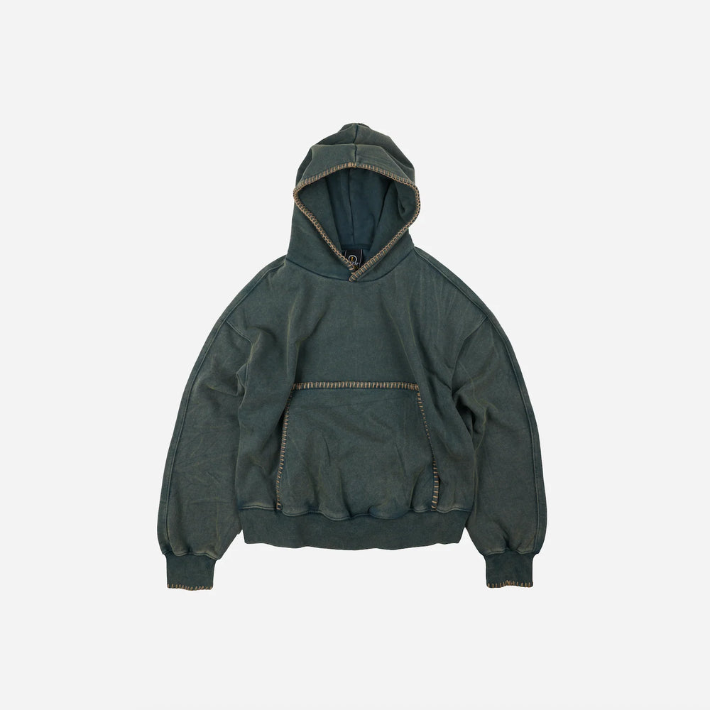 Needle Stitch Pullover Hoody - Vintage Green