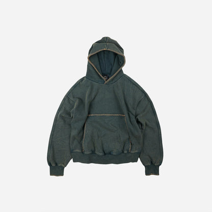 Needle Stitch Pullover Hoody - Vintage Green