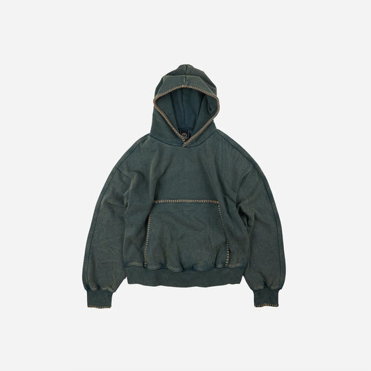 Needle Stitch Pullover Hoody - Vintage Green