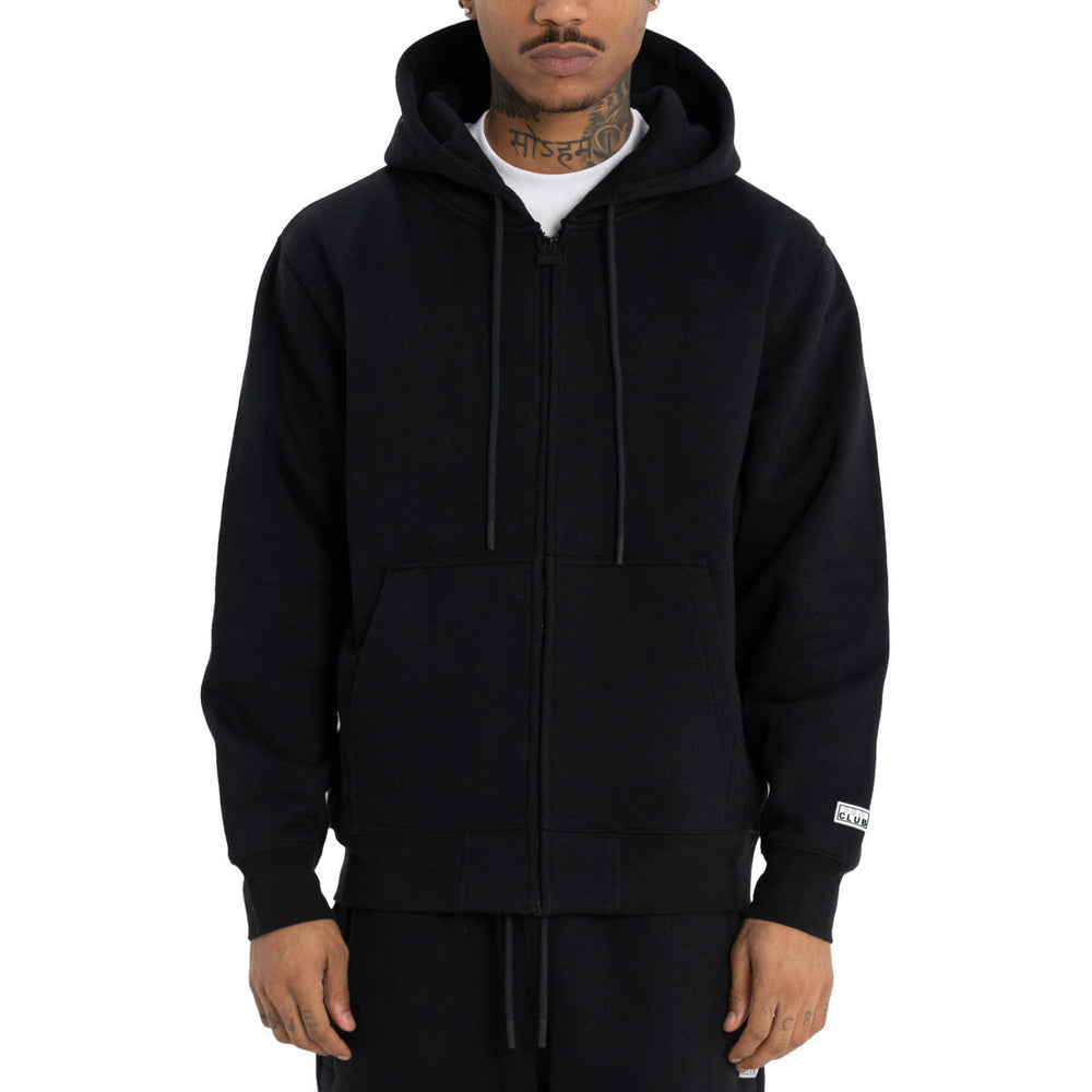Heavyweight Basic Zip-Up Hoodie - Black