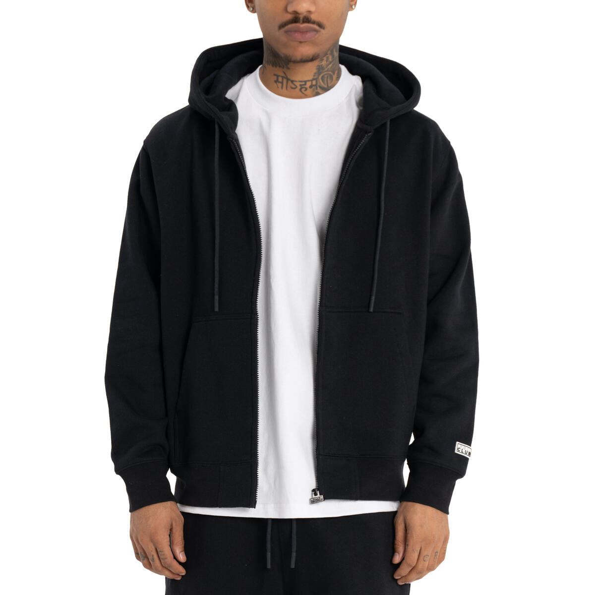 Heavyweight Basic Zip-Up Hoodie - Black