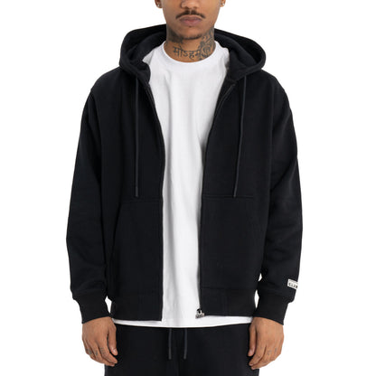 Heavyweight Basic Zip-Up Hoodie - Black