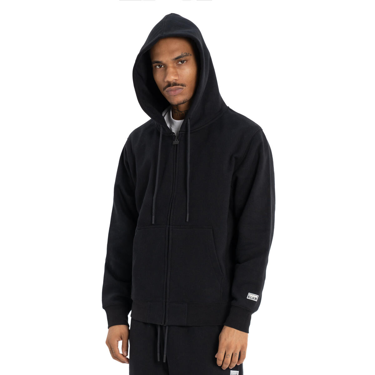 Heavyweight Basic Zip-Up Hoodie - Black