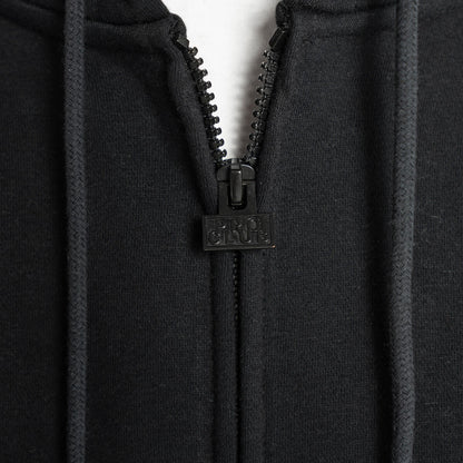 Heavyweight Basic Zip-Up Hoodie - Black