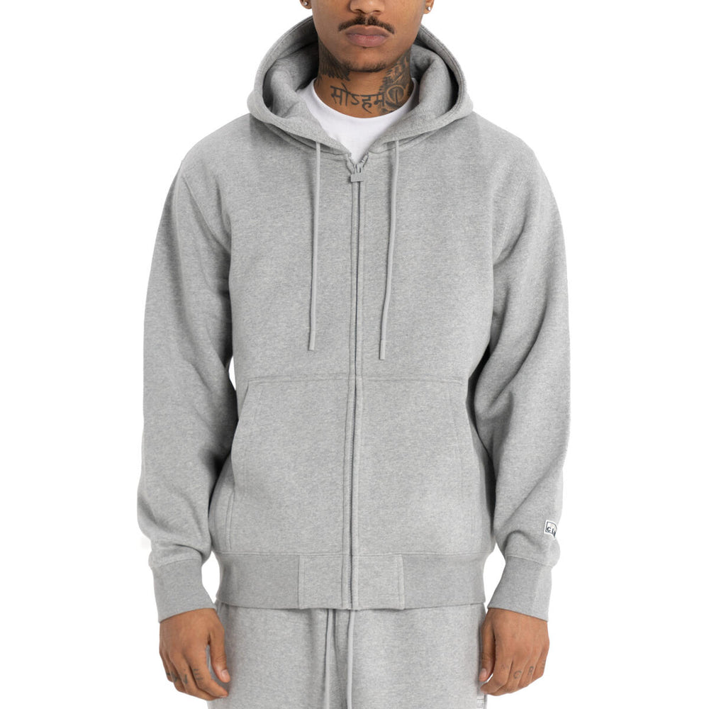 Heavyweight Basic Zip-Up Hoodie - Heather Gray