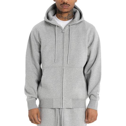 Heavyweight basic Zip-Up Hoodie - Heather Gray