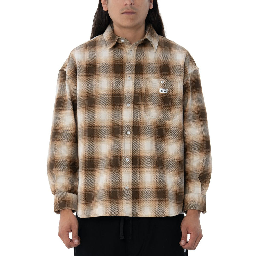 Heavywide Ombre Flannel Shirt - Brown