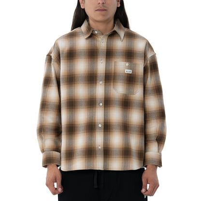 Heavywide Ombre Flannel Shirt - Brown