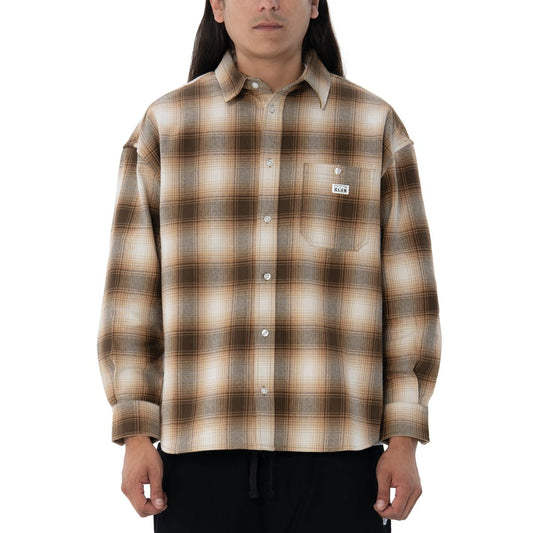 Heavywide Ombre Flannel Shirt - Brown