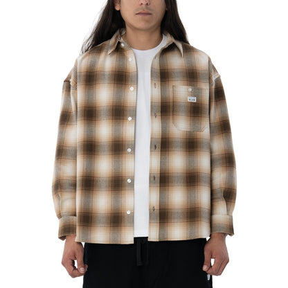 Heavywide Ombre Flannel Shirt - Brown