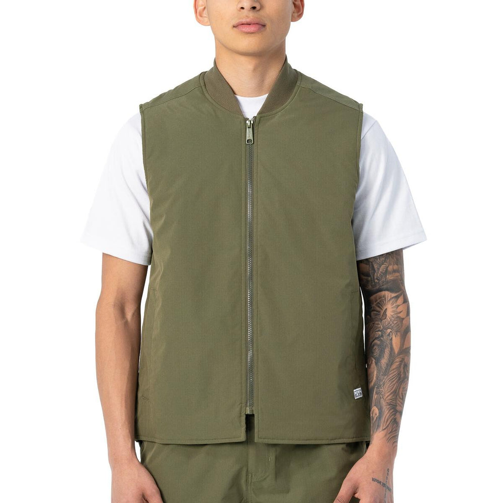 Spring Quilted Lined Work Vest - Olive