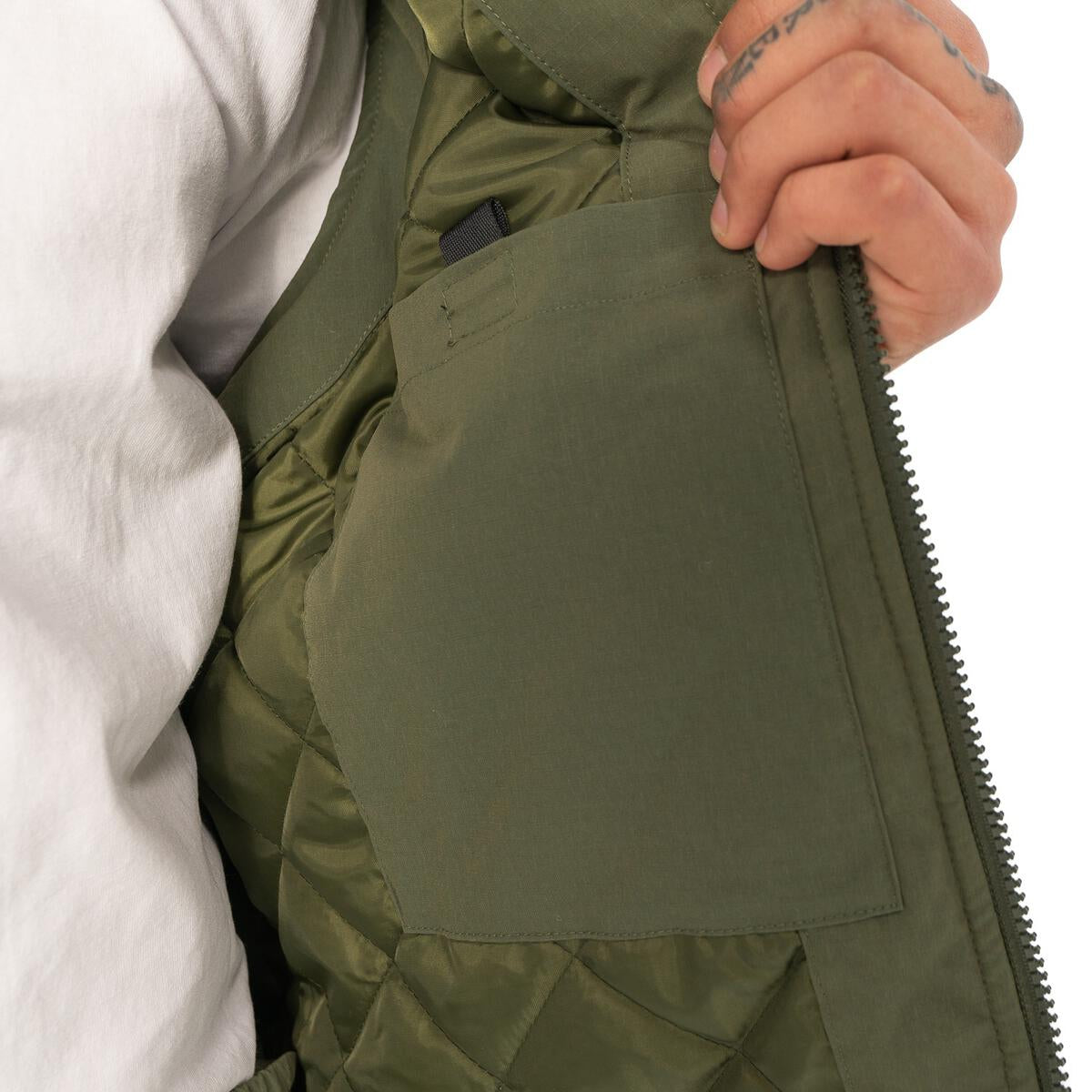 Spring Quilted Lined Work Vest - Olive