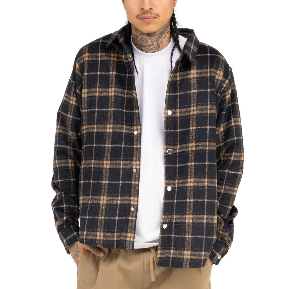 Work Flannel Shirt Jacket - Navy / Khaki