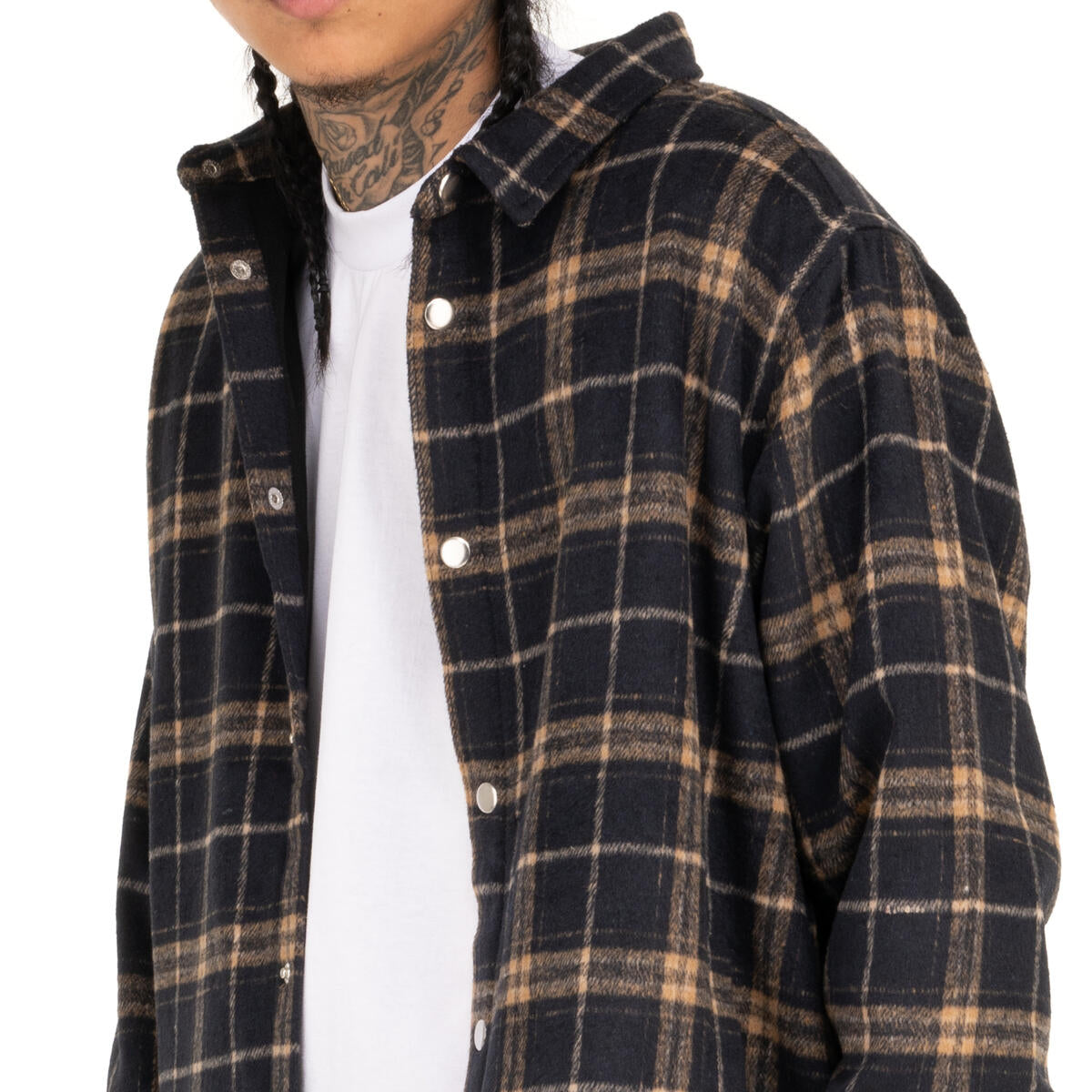 Work Flannel Shirt Jacket - Navy / Khaki