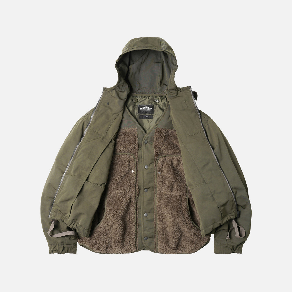 Smock 2 in 1  Hooded Parka Jacket - Olive