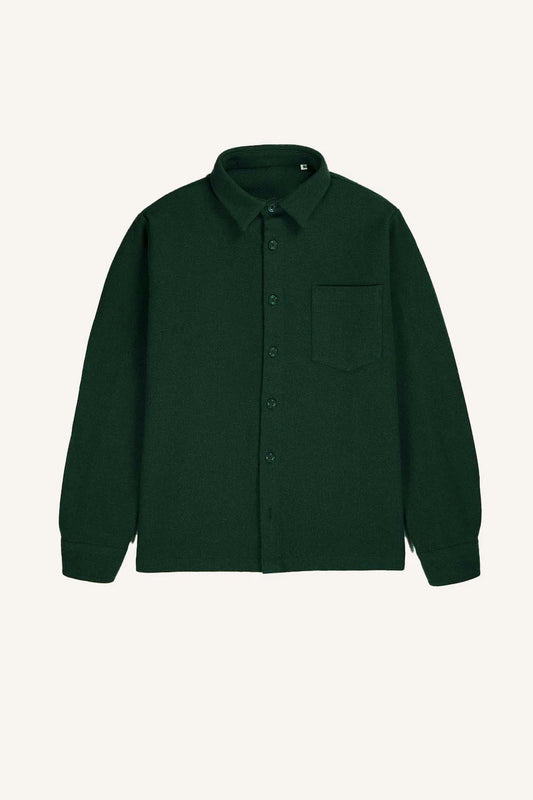 Surchemise en laine épure - Vert forêt