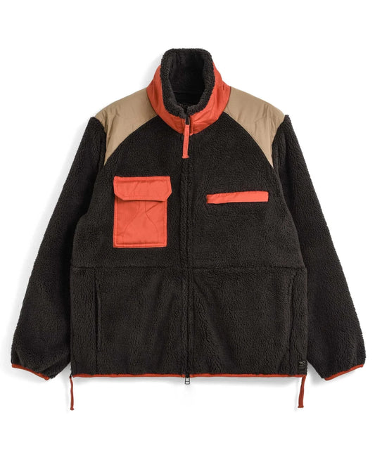 Military Pile Fleece High-Neck Jacket - D.Choco / Crazy