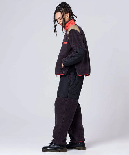 Military Pile Fleece High-Neck Jacket - D.Choco / Crazy