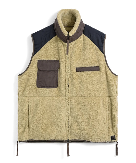 Military Pile Fleece High-Neck Vest - Cream / Crazy