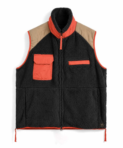 Military Pile Fleece High-Neck Vest - D.Choco / Crazy