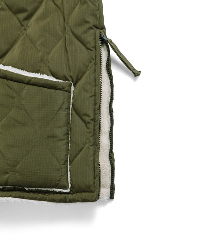 Military Reversible “Hi Neck” Down Vest - D.Olive / Cream