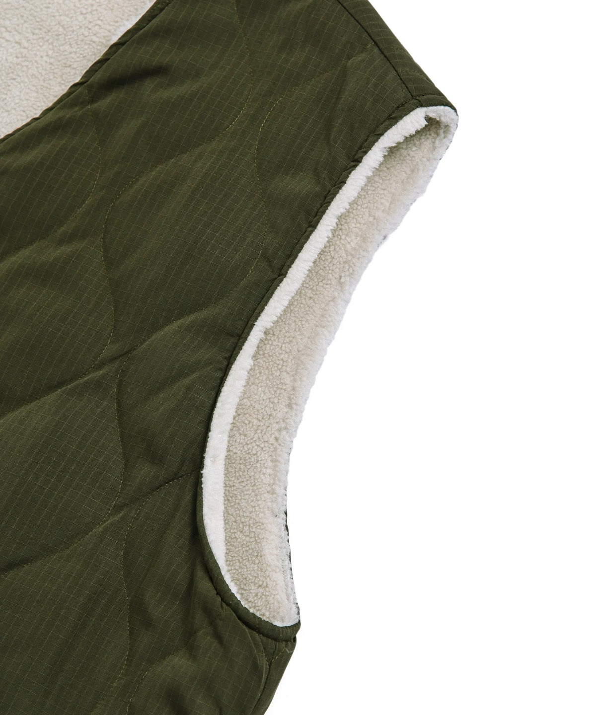 Military Reversible “Hi Neck” Down Vest - D.Olive / Cream