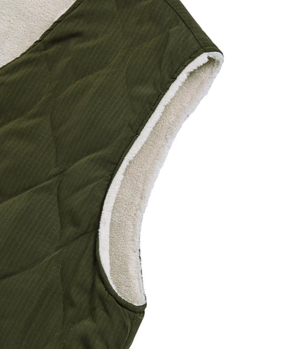 Military Reversible “Hi Neck” Down Vest - D.Olive / Cream