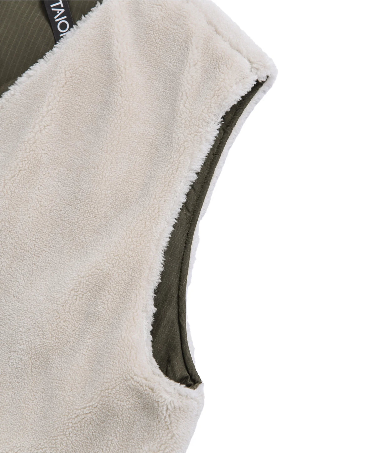 Military Reversible “Hi Neck” Down Vest - D.Olive / Cream